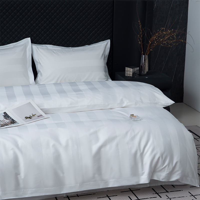 7 cm-es szaténcsíkos sima fehér 750TC 100% pamut ötcsillagos szállodai ágyneműgarnitúra 7 cm-es szaténcsíkos sima fehér 750TC 100% pamut ötcsillagos szállodai ágyneműgarnitúra