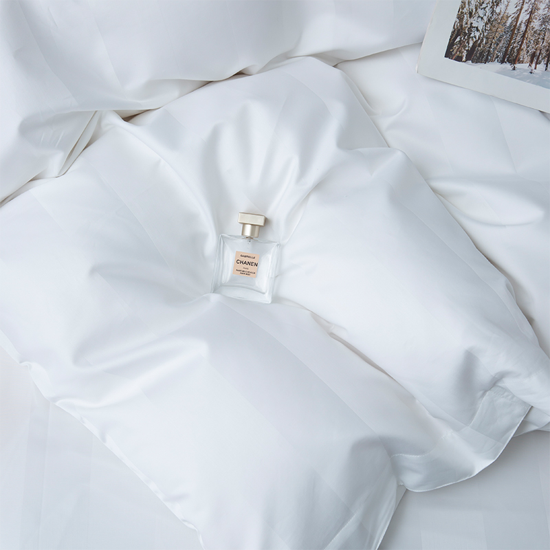 7 cm-es szaténcsíkos sima fehér 750TC 100% pamut ötcsillagos szállodai ágyneműgarnitúra 7 cm-es szaténcsíkos sima fehér 750TC 100% pamut ötcsillagos szállodai ágyneműgarnitúra