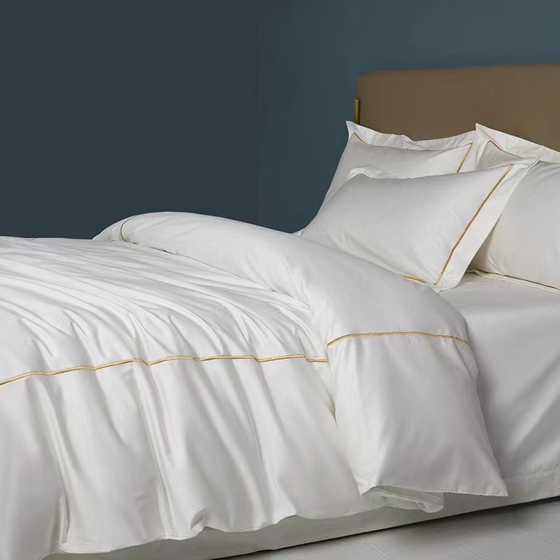 Egysoros hímzés 100% pamut fehér 300TC ágyneműhuzat paplanhuzat Egysoros hímzés 100% pamut fehér 300TC ágyneműhuzat paplanhuzat