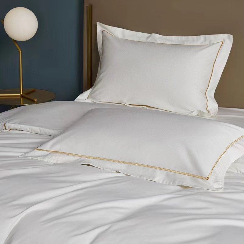 Egysoros hímzés 100% pamut fehér 300TC ágyneműhuzat paplanhuzat Egysoros hímzés 100% pamut fehér 300TC ágyneműhuzat paplanhuzat